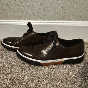 | PRADA |  Brushed derby lace-up sneakers 11US